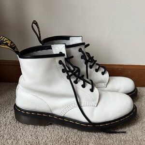 Dr. Martens White Leather Lace Up Boots